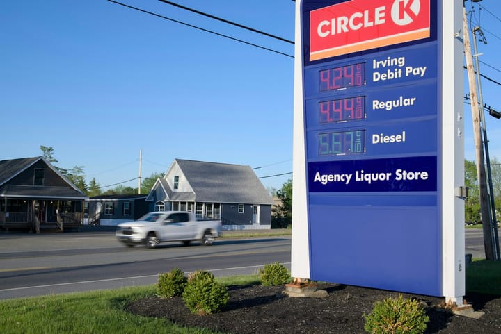 Circle k gas station sign showing fuel prices